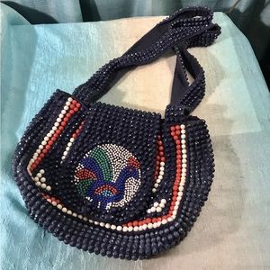 Vintage Cloth & Plastic Candy Bead Dot Purse Bag Shoulder Shoulder Strap Rooster